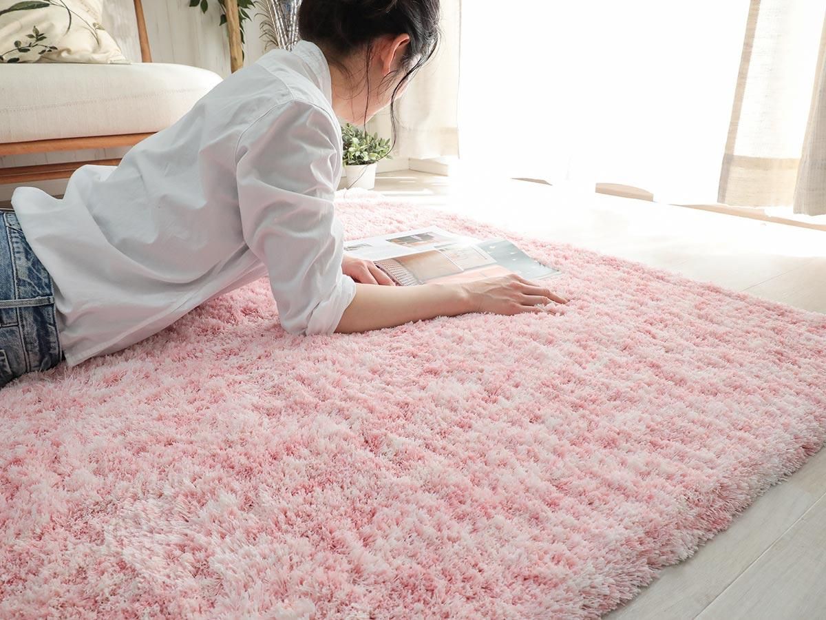 濃淡の柔らかい色使いが可愛い！モダンカジュアルなシャギーラグ