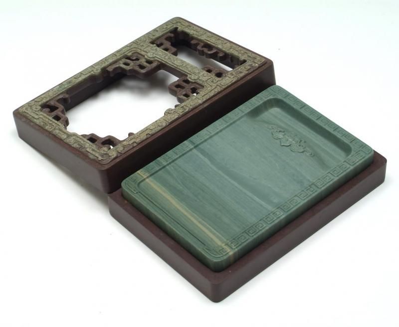 松花江緑石 龍紋石匣硯 5インチ - 書道用具専門店 西本皆文堂