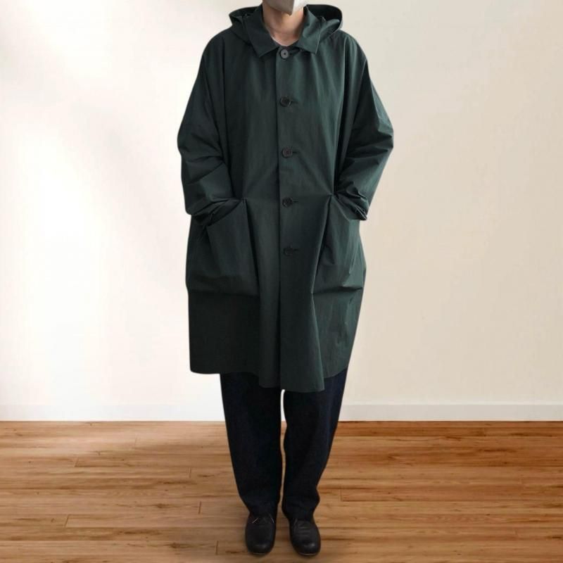 atelier naruse】コットンナイロンタフタフーデットコート - hina