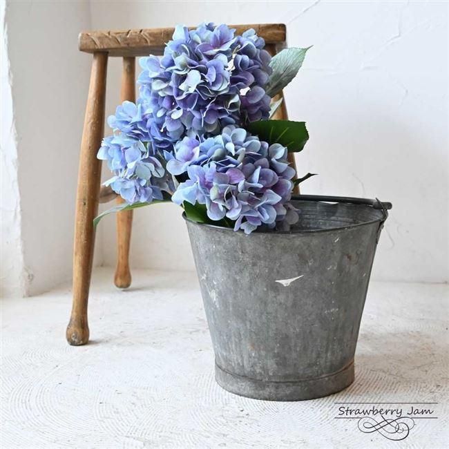 L3501-20-1 英国アンティーク ブリキ ファイヤー バケツ ジャンク 鉢