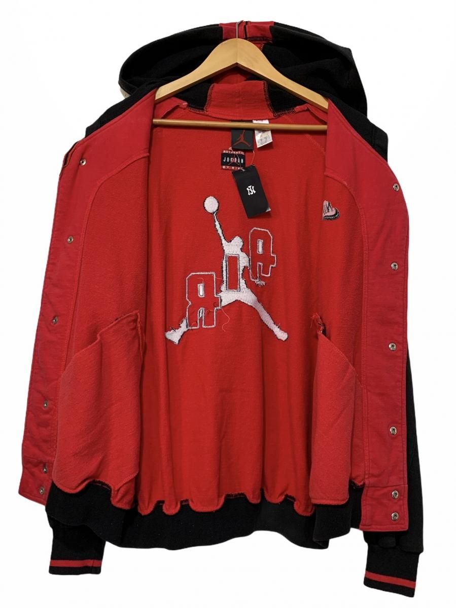 93年製 NIKE AIR JORDAN Hooded Sweat Varsity Jacket 赤黒 M 90s