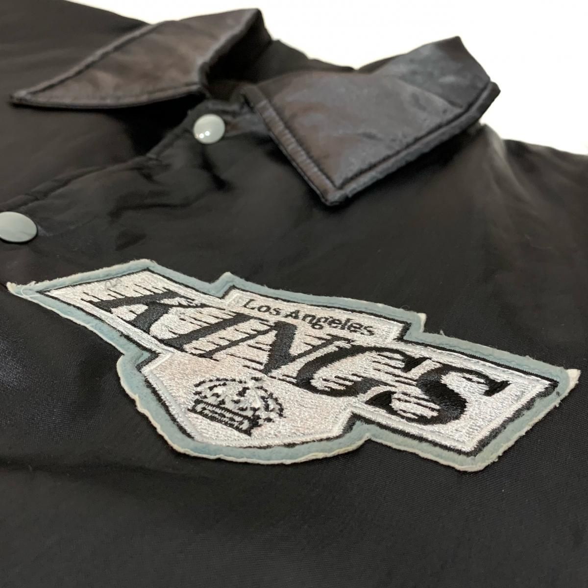 カナダ製 90s Los Angeles Kings Satin Varsity Jacket 黒 L