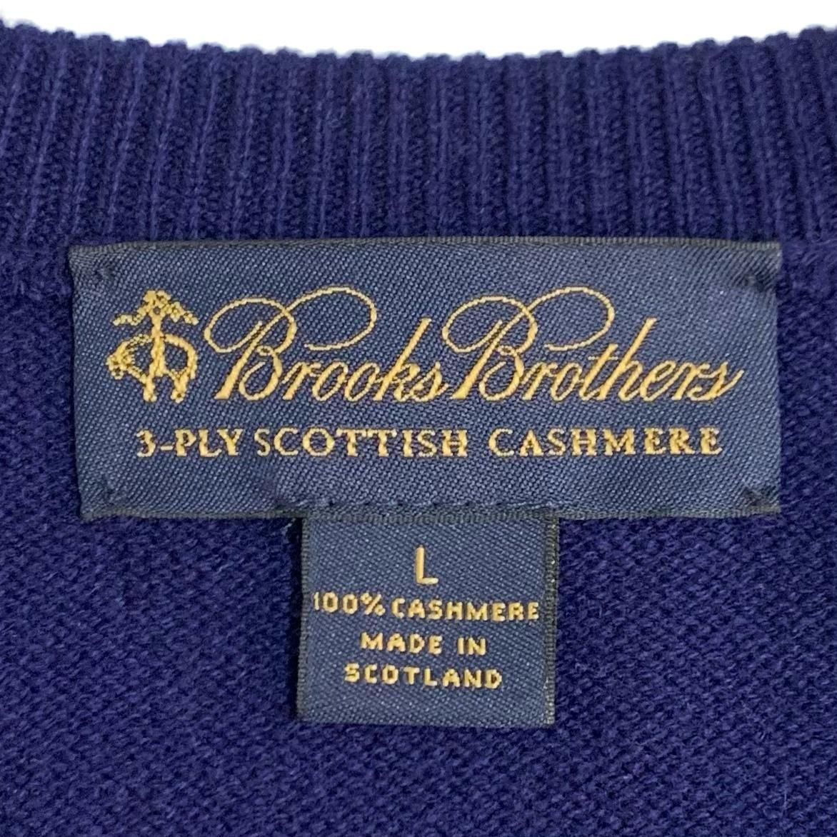 スコットランド製 BROOKS BROTHERS Black Watch V-Neck Cashmere Knit