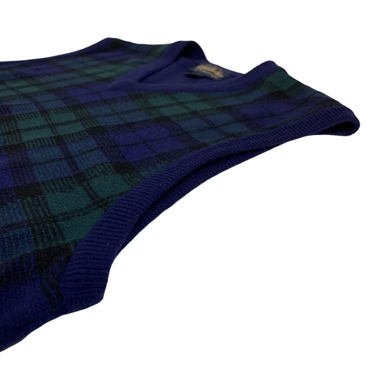 スコットランド製 BROOKS BROTHERS Black Watch V-Neck Cashmere Knit