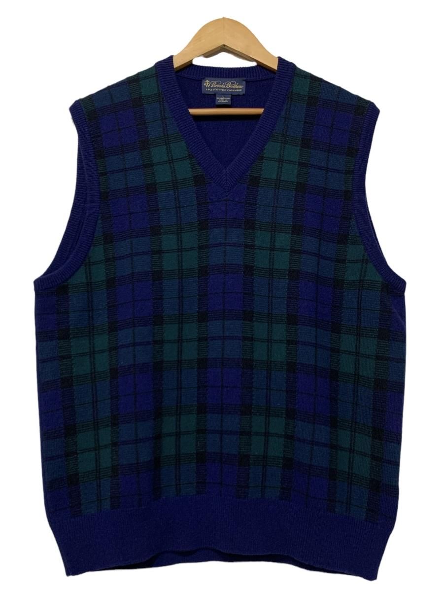 スコットランド製 BROOKS BROTHERS Black Watch V-Neck Cashmere Knit