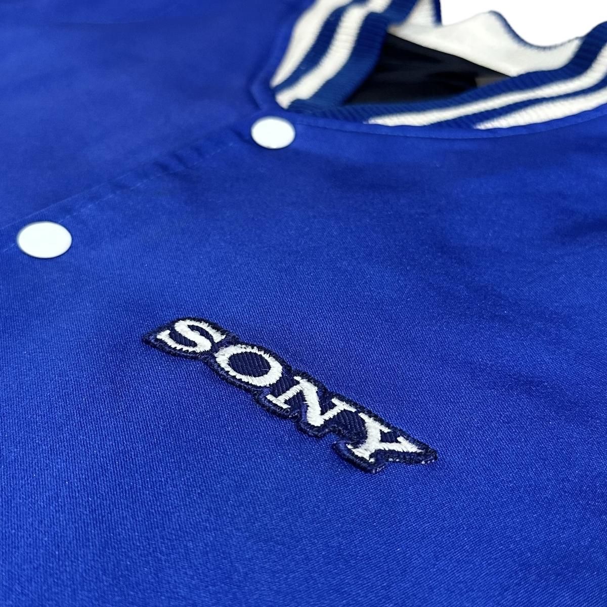 90s SONY Jersey Varsity Jacket 青 XL ソニー バーシティジャケット