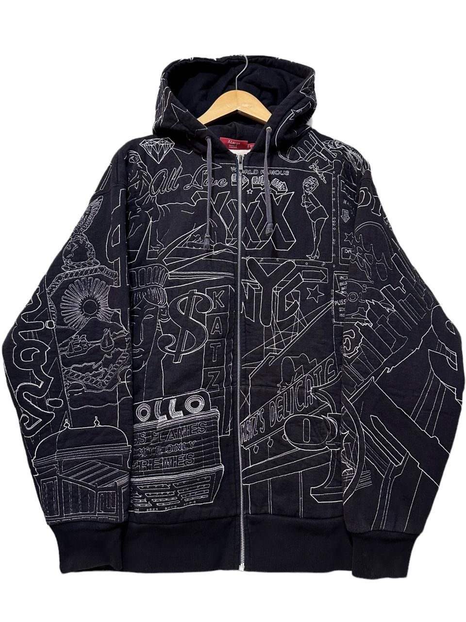 07AW OLD SUPREME Uptown Fullzip Hoodie 黒 XL 00s シュプリーム