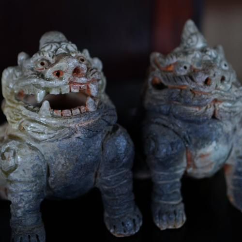 伊賀焼獅子香炉一対 新歓嗣【Galleryてとて】