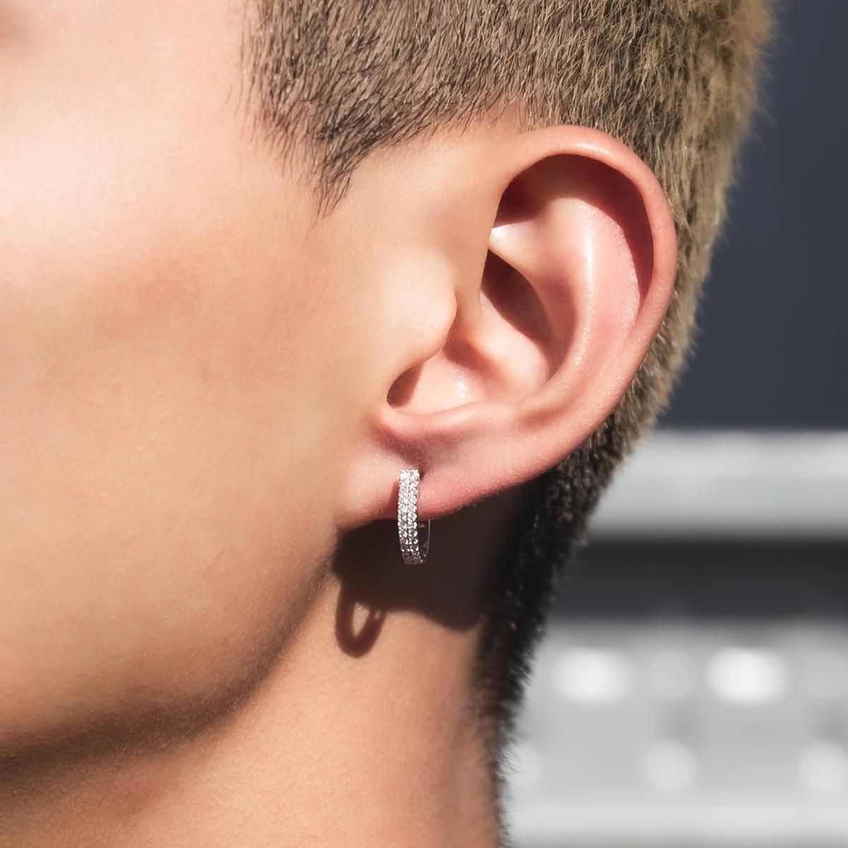 ダイヤモンド 10K ホワイトゴールド ピアス 14mm E2226R-10W