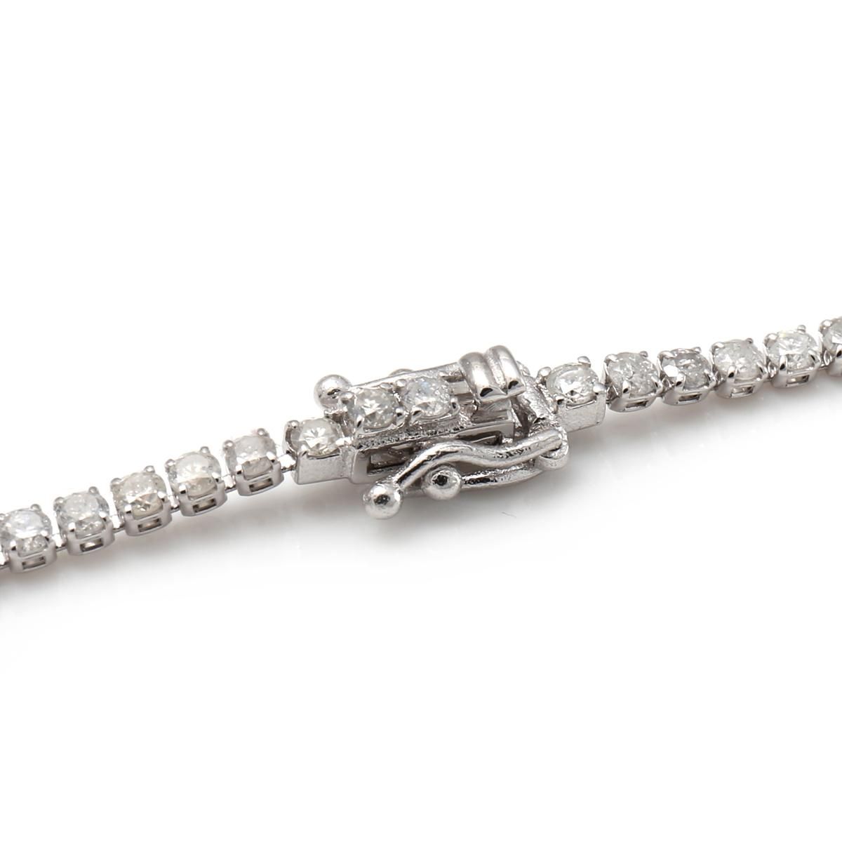 ダイヤモンド 18K ホワイトゴールド テニスブレスレット 幅1.8mm 17cm