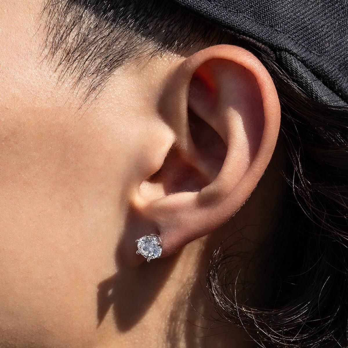 モアサナイト シルバー ソリティアピアス 6.5mm 6PRONG-1.0CT