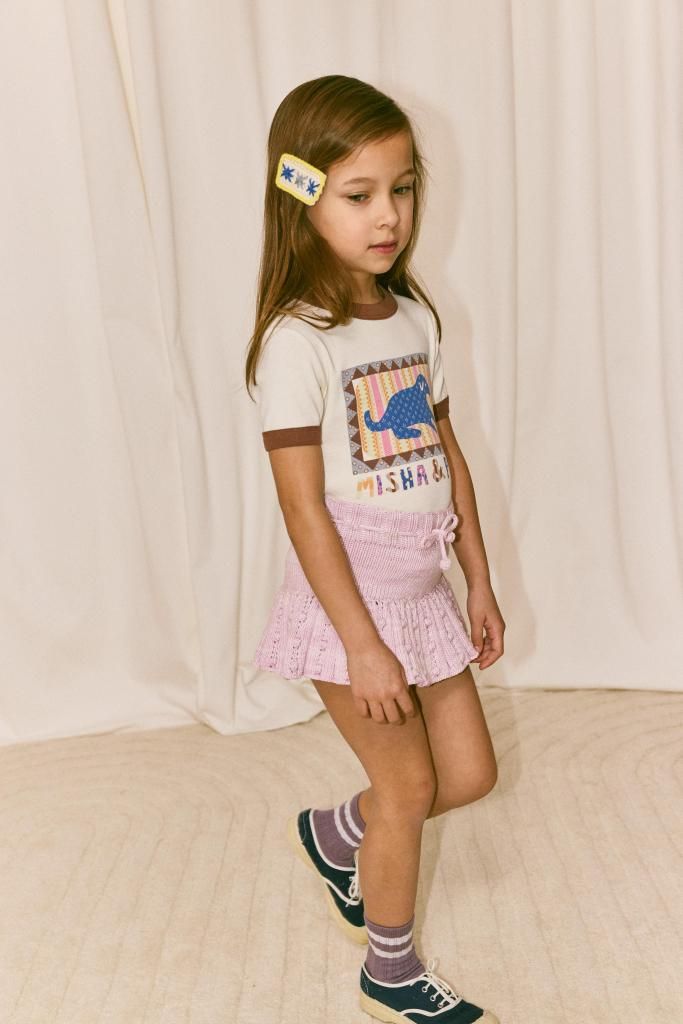 Misha and Puff Dog Collage Ringer Tee - Marzipan - LILY SOURIRE