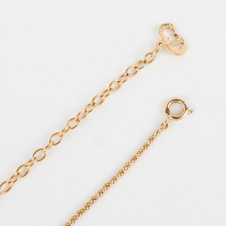 ロゴハートラインストーンネックレス ゴールド ヴィンテージ