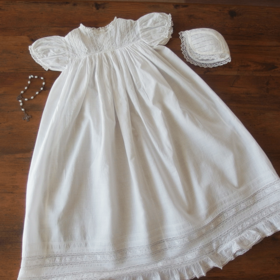 アンティークベビードレス | フランス コットン製 洗礼用ベビードレス