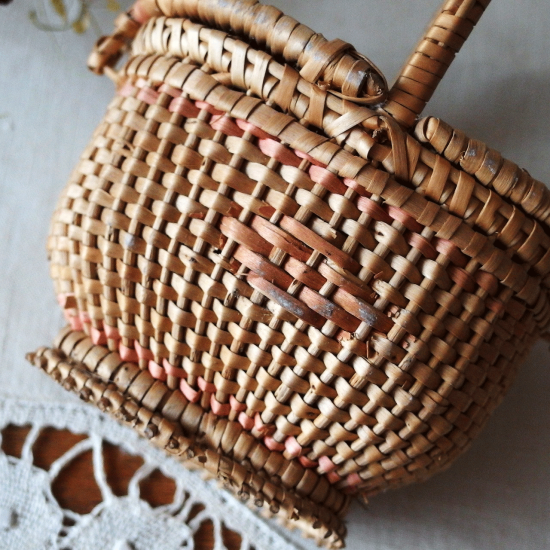 アンティーク バスケット パニエ | フランス 蓋付きのドールパニエ