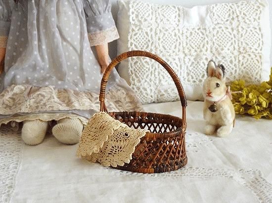 アンティーク バスケット パニエ | フランス 籐のドールパニエ 人形用