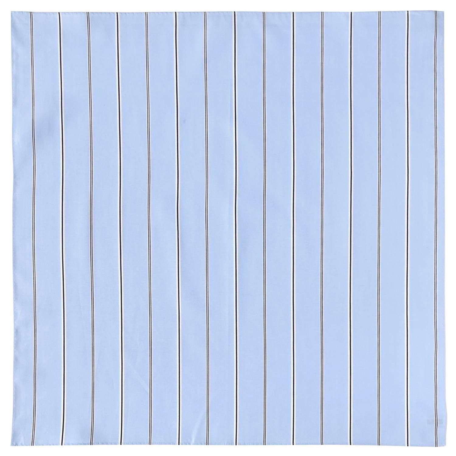 サックスオーガニックサテンストライプハンカチ | H TOKYO ハンカチ