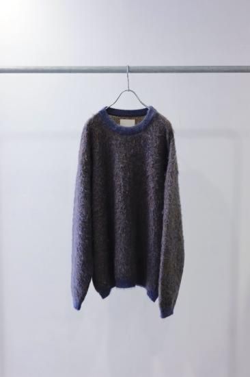 YOKE | 4COLOR MIX JACQUARD MOHAIR CREWNECK(BLUE) | 4カラーミックス