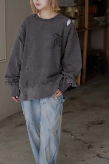 ANCELLM | アンセルム CRASH SWEAT SHIRT(F.BLACK) / クラッシュ