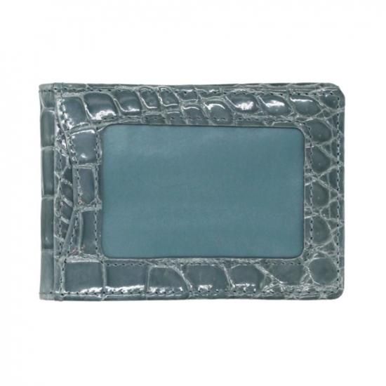 クロコダイル カードケース | ブルーグレー - 『皮革に製品としての