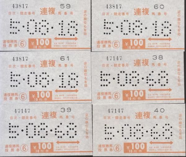 昭和56年 宇都宮競馬場 勝馬投票券 4枚セット - 《蓑虫屋》 競馬専門