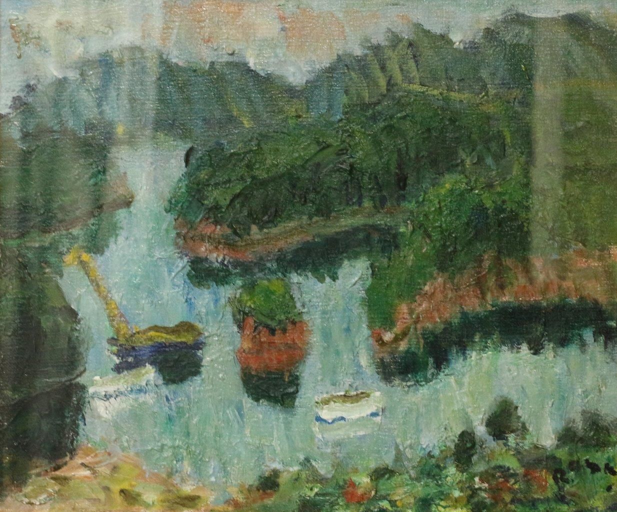 油彩 尾田龍 「白魚風景 F8」商品番号34110402 - 絵のある暮らし・絵