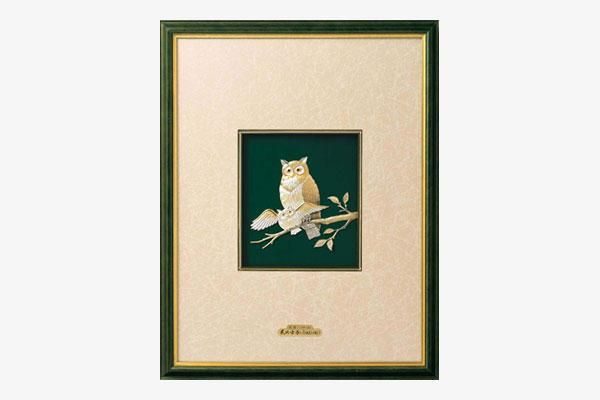 純銀木製額 ふくろう 5号緑 - TAKEHIKO - 武比古 - 日本の伝統工芸・関