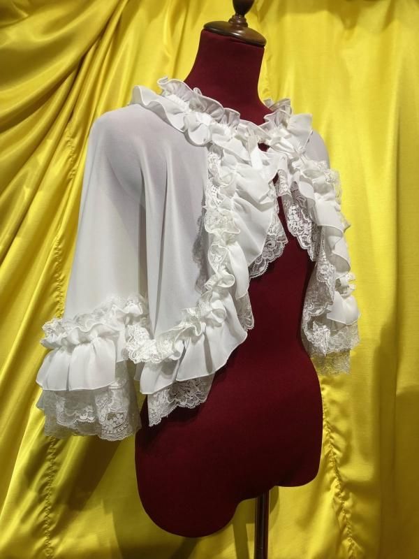 ボリュームレースフリル夏ケープ：白 - MARBLE ~online shop~