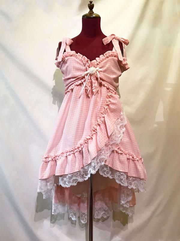 ◇受注商品◇ベビードール型プリンセスドレス：ピンクチェック×白