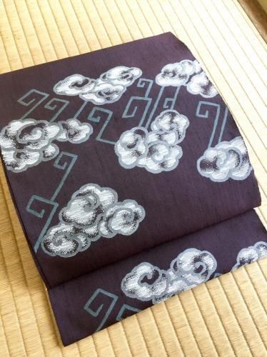 洛風林謹製 濃海老茶地 雷文 名古屋帯 - 石原呉服店オンラインショップ