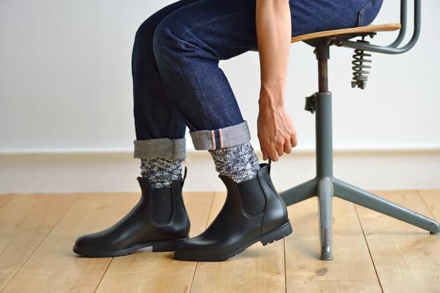 ショートレインブーツ ブラック レディスサイズ - ファッション - 靴