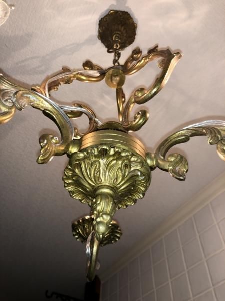 フランスアンティーク シャンデリア 3灯 真鍮製 1930年代