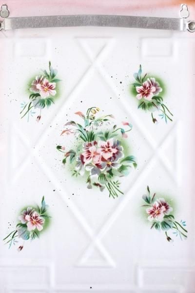 アンティークホーローレードルラックJAPYピンクぼかしビオラ＆スズラン