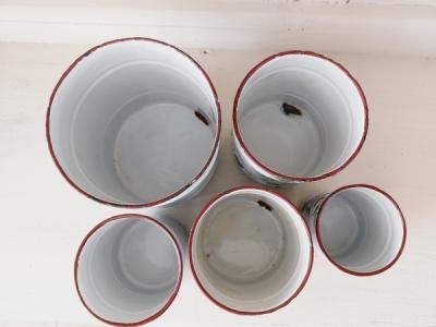 アンティークホーロー 花柄キャニスター フランス製