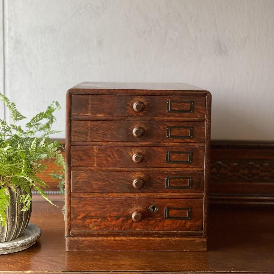 昭和初期 木製 5杯小引出し アンティーク収納