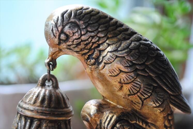 真鍮 鳥モチーフ 卓上ベル アンティークオブジェ