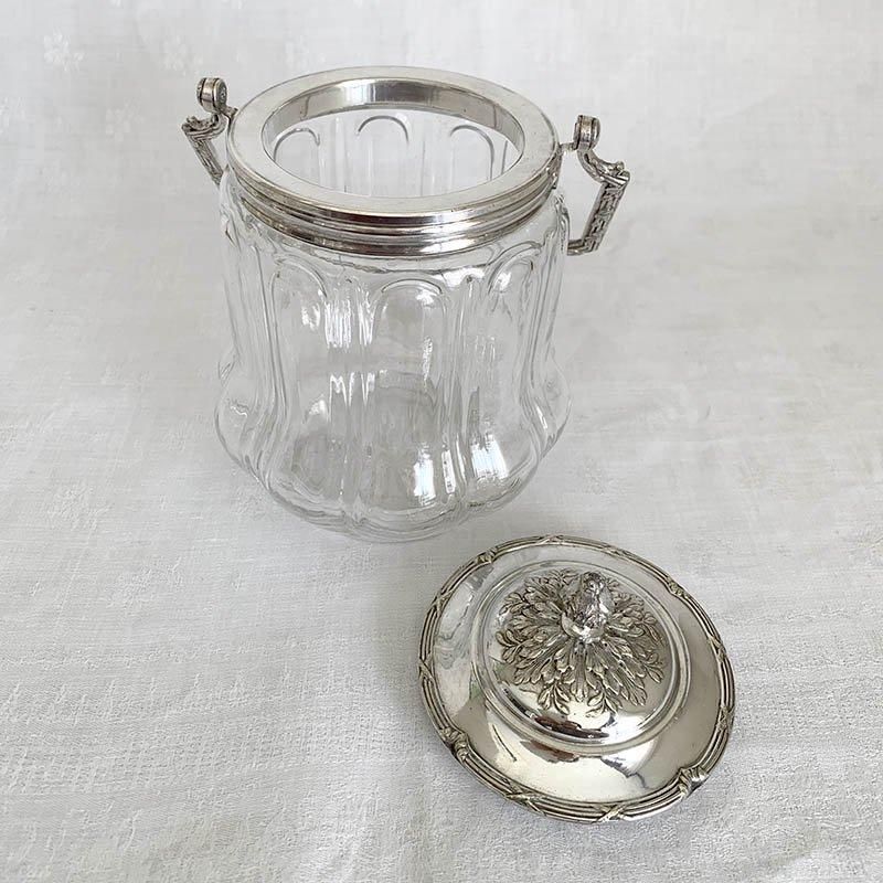 エレガントなガラスビスケットジャー 持ち手付き