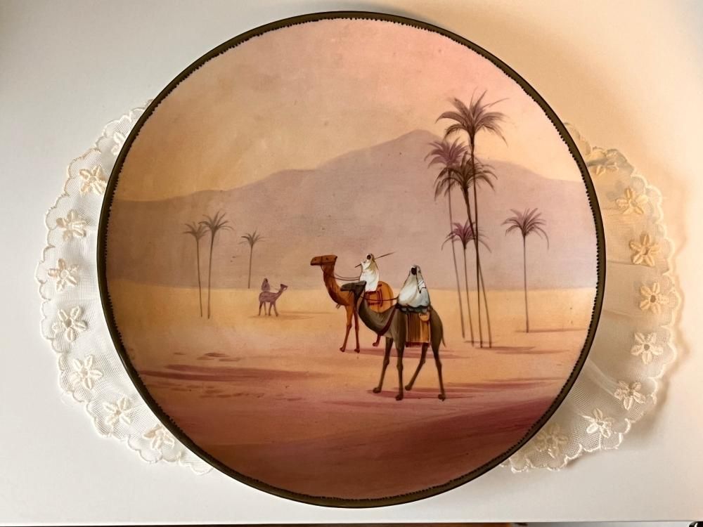 アンティークノリタケ 繊細な砂漠のラクダ飾り皿