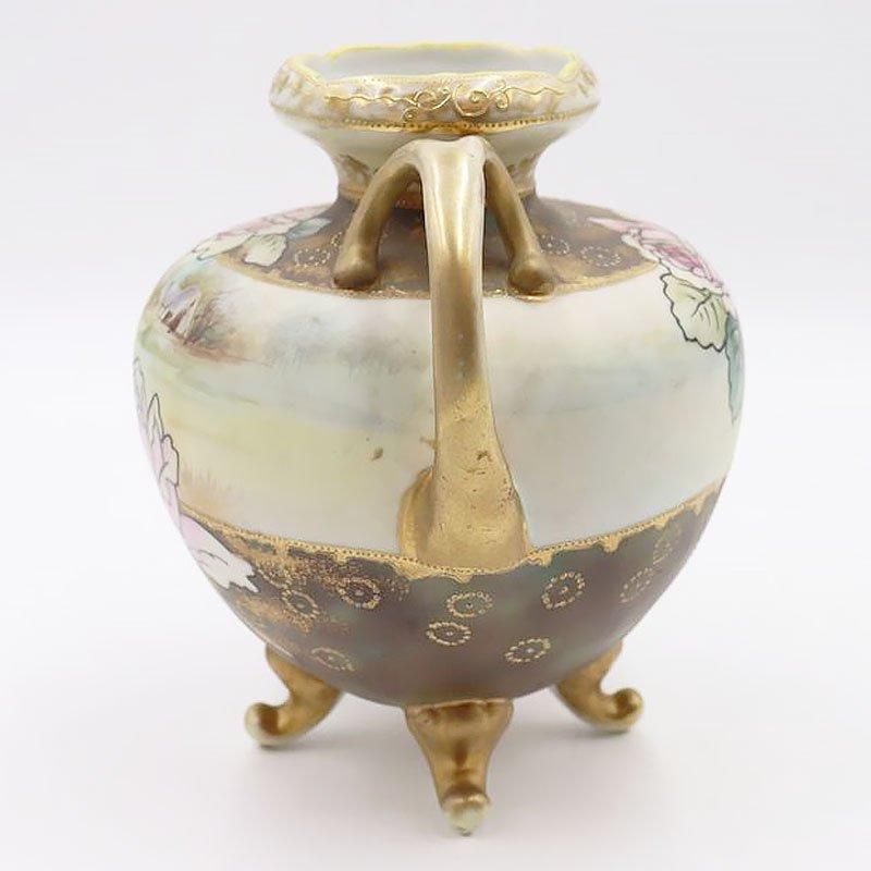 大正時代のアンティーク花瓶 繊細なハンドペイント