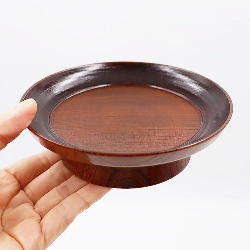昭和アンティークの和モダン椿皿 木の温もり感じる