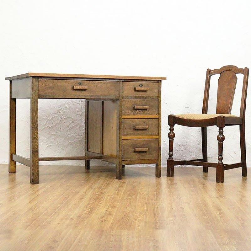 ヴィンテージ 昭和レトロ 木製 片袖机 勉強机 日本製