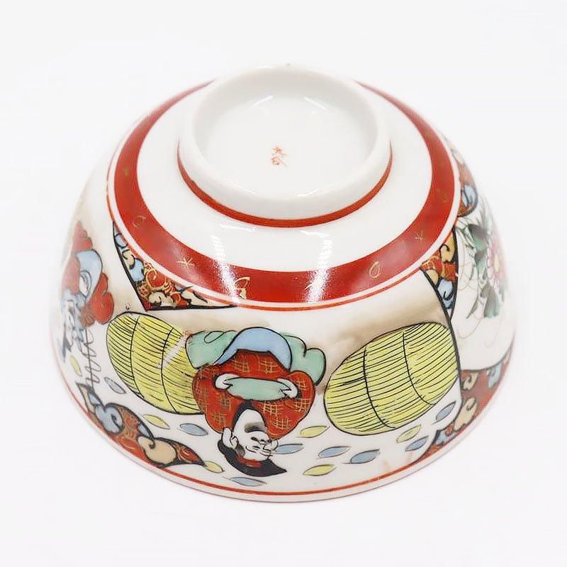 九谷焼 手描き色絵 蓋碗 大正アンティーク 和食器