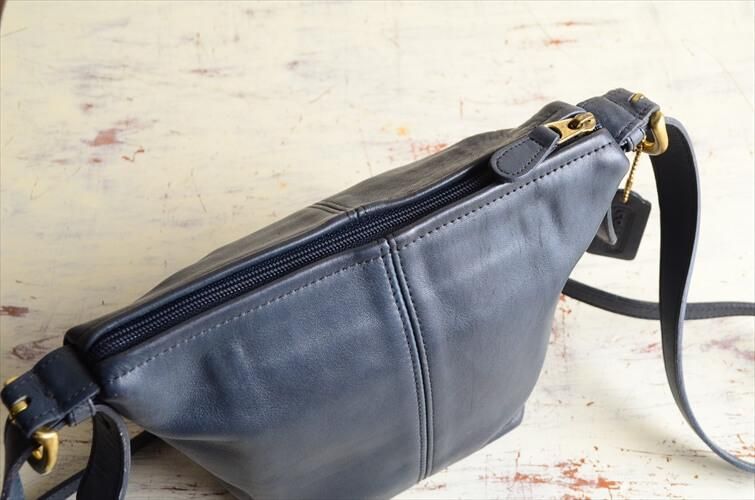 COACH オールドショルダーバッグ 本革 ネイビー メンズ