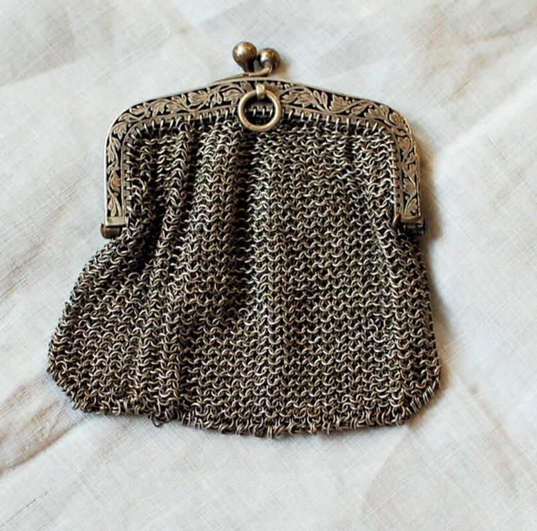 ヴィンテージ シルバーメッシュコインパース シャトレーン