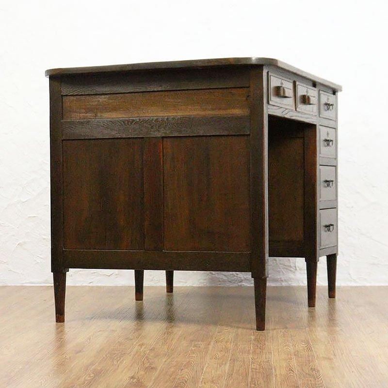 ヴィンテージ ケヤキ材 片袖机 大正昭和の木製デスク