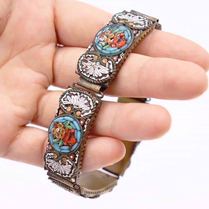 希少イタリア製アンティーク花柄バングル