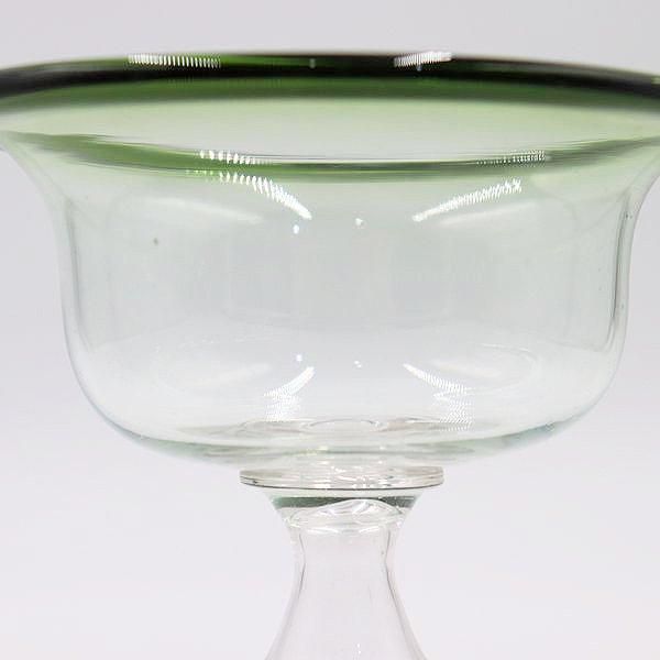 大正時代の希少な縁グリーンガラスコンポート