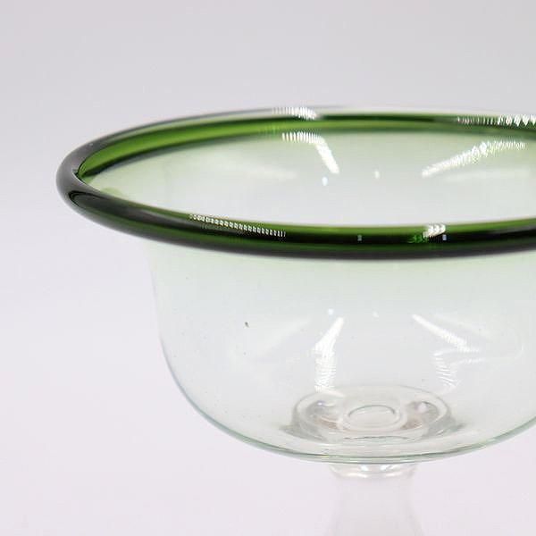大正時代の希少な縁グリーンガラスコンポート