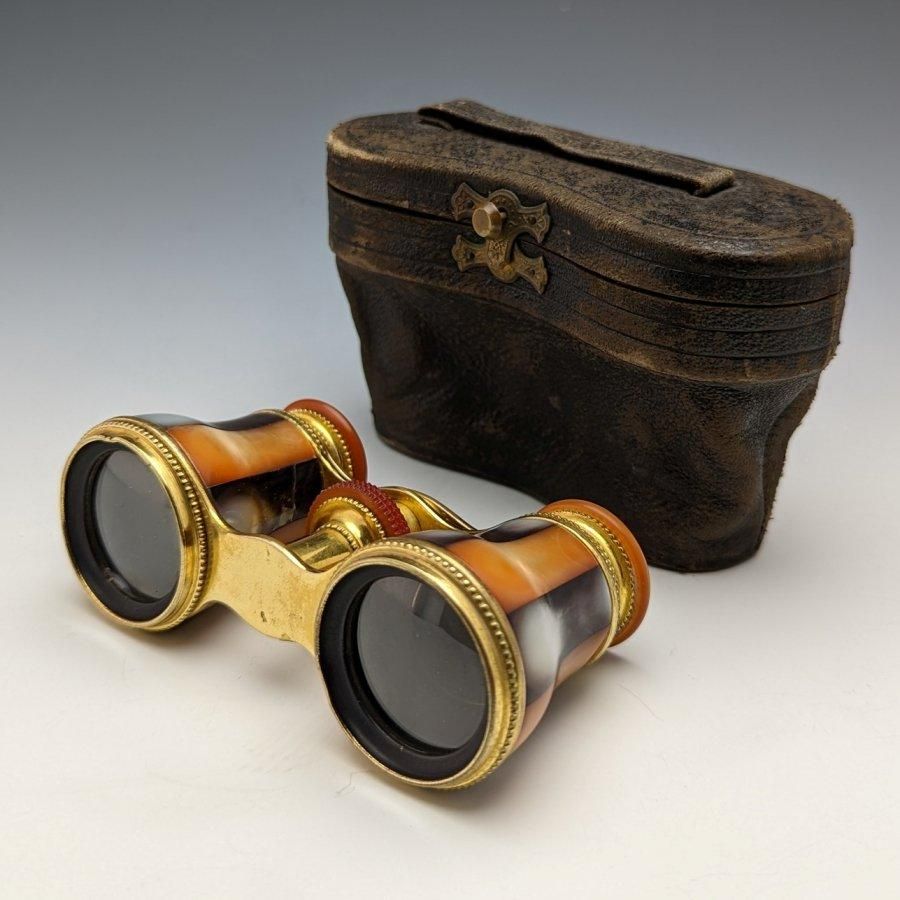 フレンチアンティーク マルチ白蝶貝装飾 オペラグラス 双眼鏡 ケース