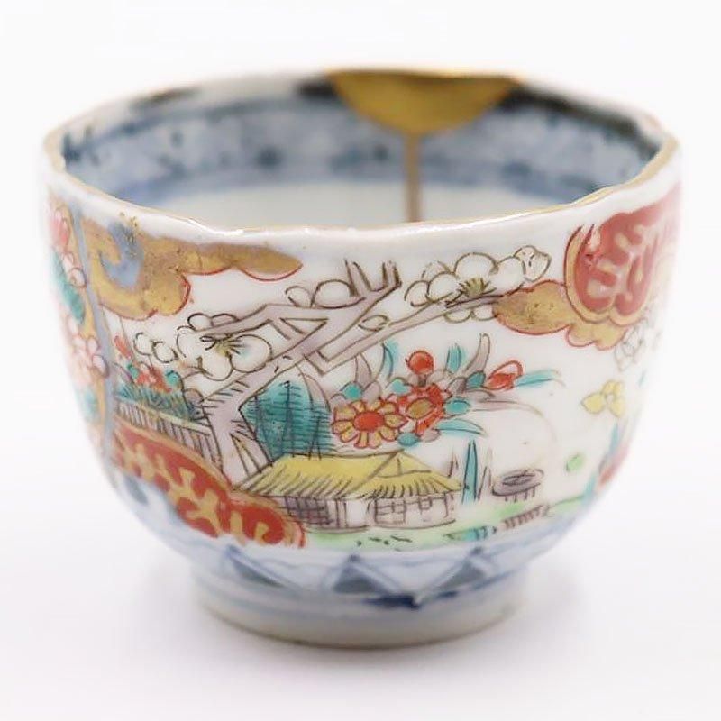 伊万里 手描き色絵 猪口 ぐい呑み アンティーク酒器